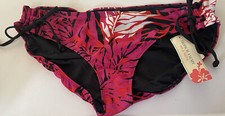 Bikini Bottom Pink Black White Sz 18 Swim tropical escape  Roll Top.  723bS0083
