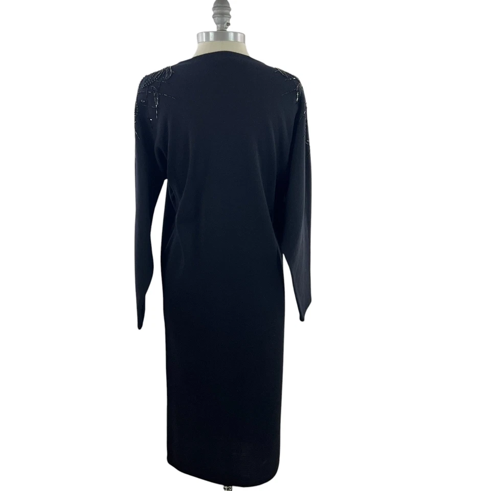 Vestido Suéter Vintage Negro Mezcla Lana Lentejuelas Talla Mediana Foto 2 de 4