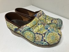Sanita Bella Clogs 38 / 8 The Original Danish Floral Canvas Slip On Shoes Womens