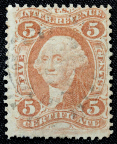 US Stamps Revenue #R24 ~ 1862-71 5c US Internal Revenue Stempel - Zertifikat GR24 - Bild 1 von 1