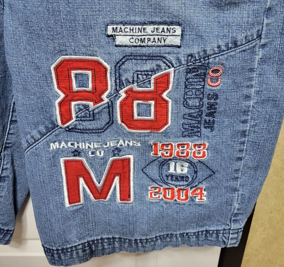 Pantalones Cortos Sueltos Patinador Bordados De Colección Y2K 2004 Machine Jeans & Co Para Hombre Talla 38 Foto 3 de 4
