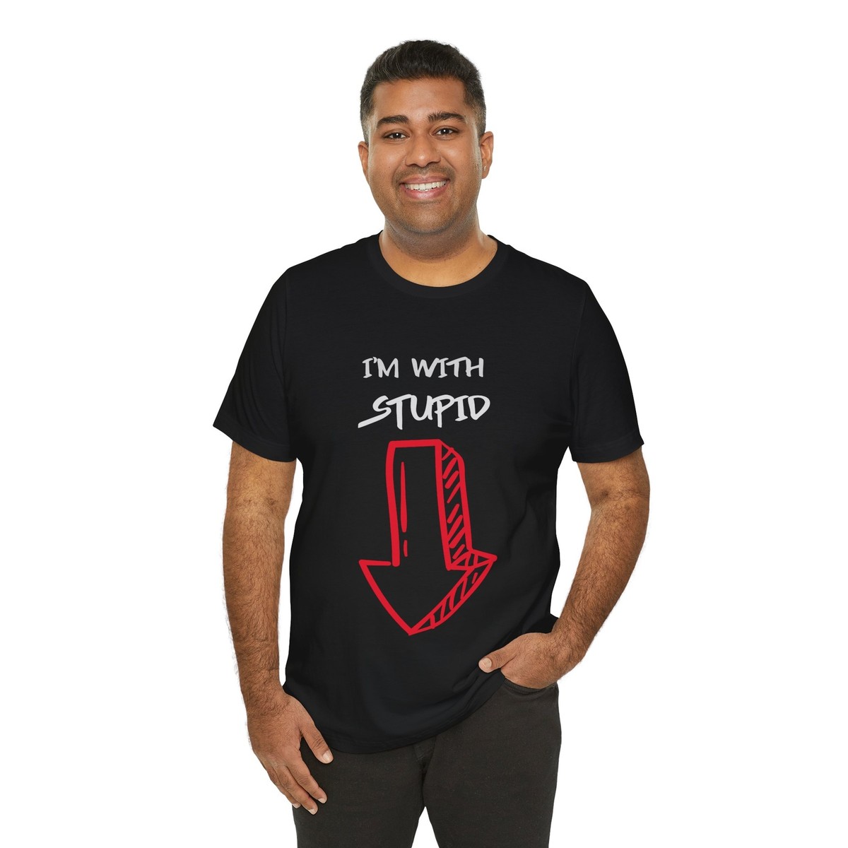 I'm with Stupid down arrow tshirt, Unisex Jersey Short Sleeve Tee