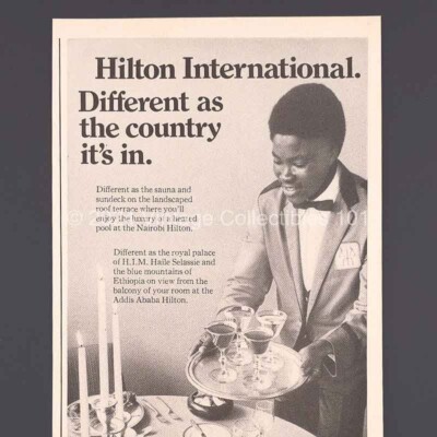 1970 Nairobi Addis Ababa Madagascar Hilton Hotel Travel photo art decor print ad