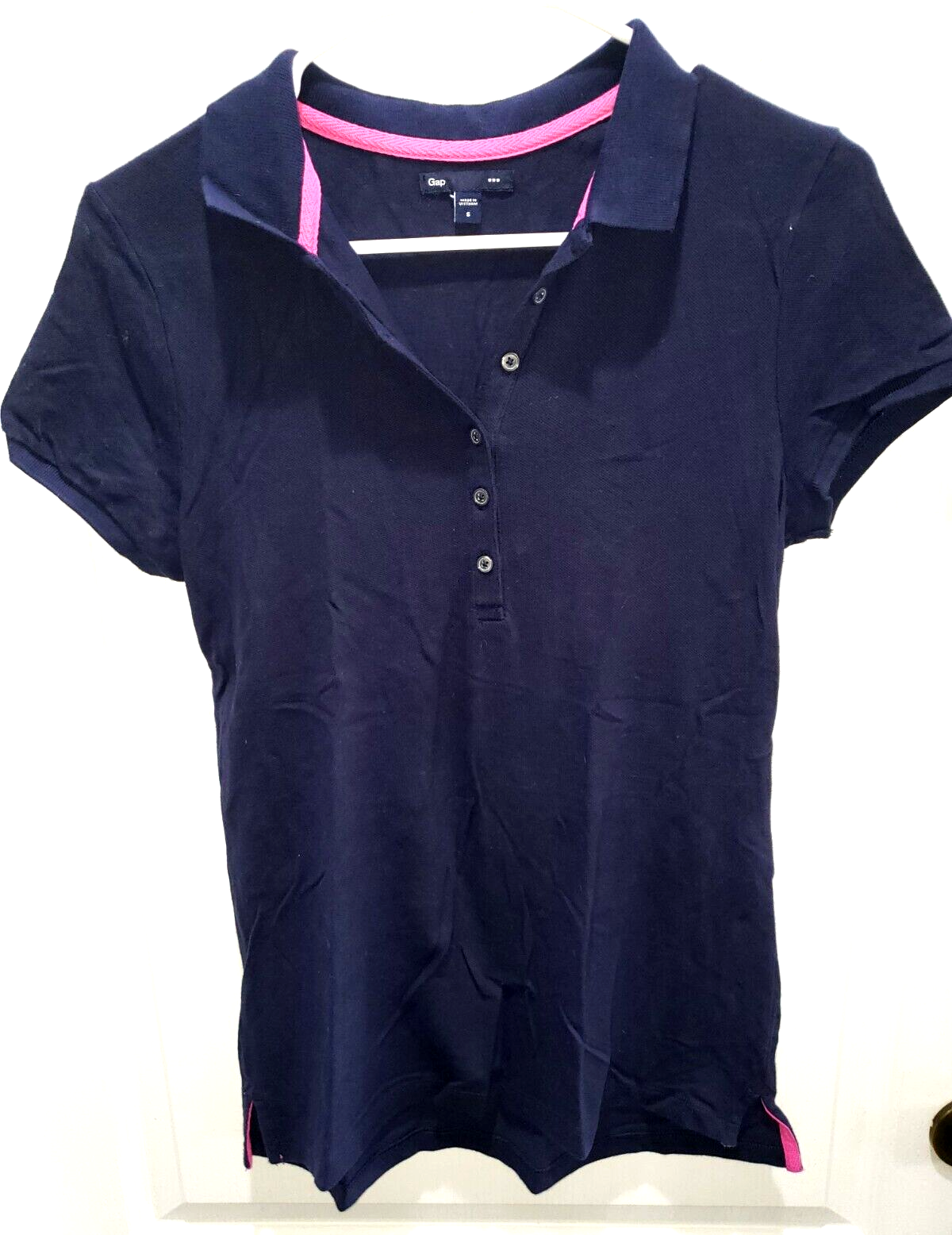 Women's GAP Dark Blue Polo Shirt Collar Short Sleeve Top Small