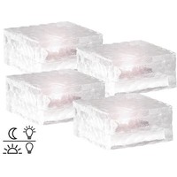 Lunartec Solar-Led-Glasbaustein Mit Lichtsensor 4Er-Set Groß (10X10Cm), IP44