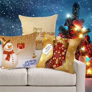 GC- Merry Christmas Snowman Pillow Case Polyester Cushion ...