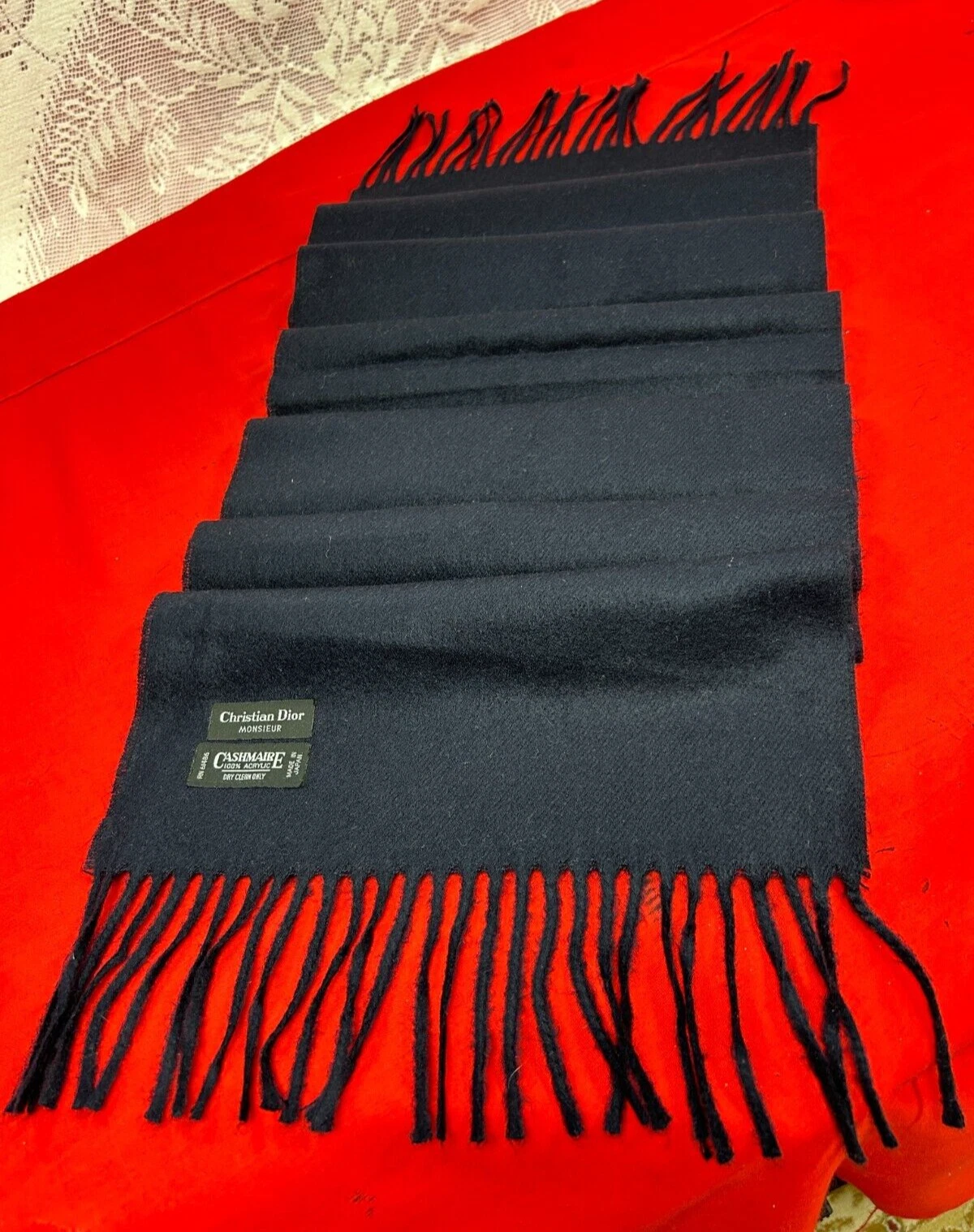 NEUF   Foulard homme vintage Christian Dior Monsieur cachemire acrylique Japon RN 61486