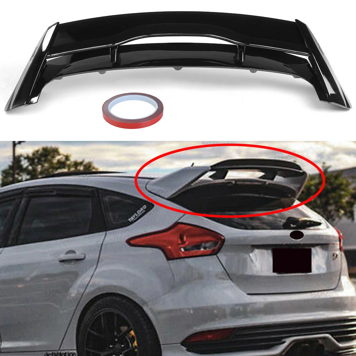 Fits 12 18 Ford Focus Hatchback RS Style Rear Roof Top Spoiler