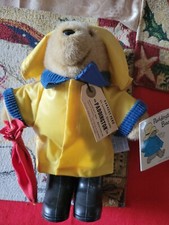 RARE 11" PADDINGTON BEAR EDEN TOYS TAG YELLOW COAT RED UMBRELLA BLACK BOOTS