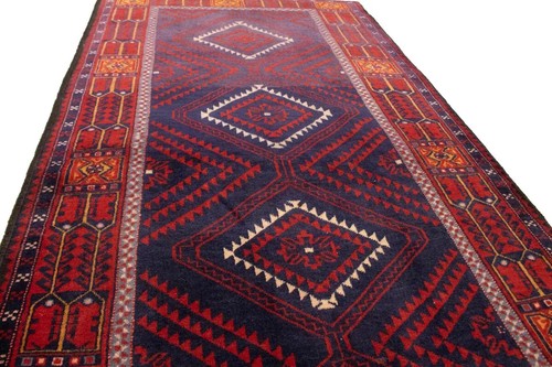 Vintage Red Tribal Geometric Rug Foyer Size Oriental Decor Carpet 3'4X6'8 ft - Picture 12 of 16