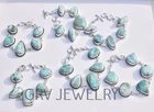 100pcs Natural Larimar Gemstone Bracelets Bulk Lot 925 Silver Plated WBR-05