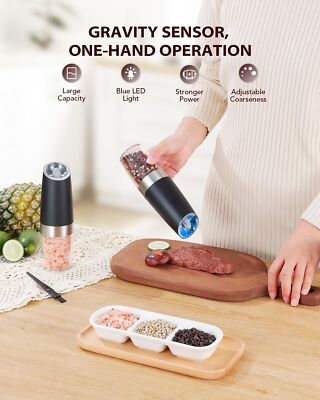 Electric Salt & Pepper Grinder Set - Rechargeable, Adjustable Coarseness, LED Light - View #2