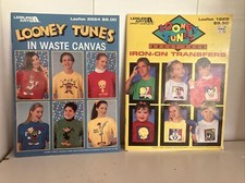 Vintage 1995 Leisure Arts Leaflet 1628 2564 Looney Tunes Iron-On In Waste Canvas