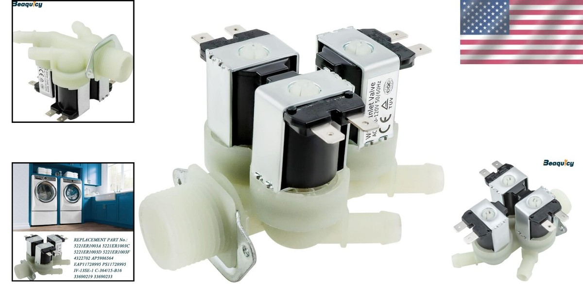 Bleach Dispenser Ports Triple Solenoid Water Inlet Valve for LG