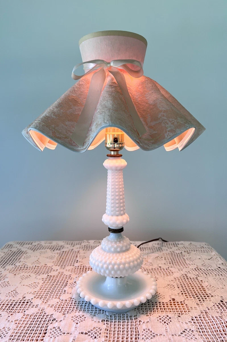 Vintage Fenton Hobnail Milk Glass Lamp