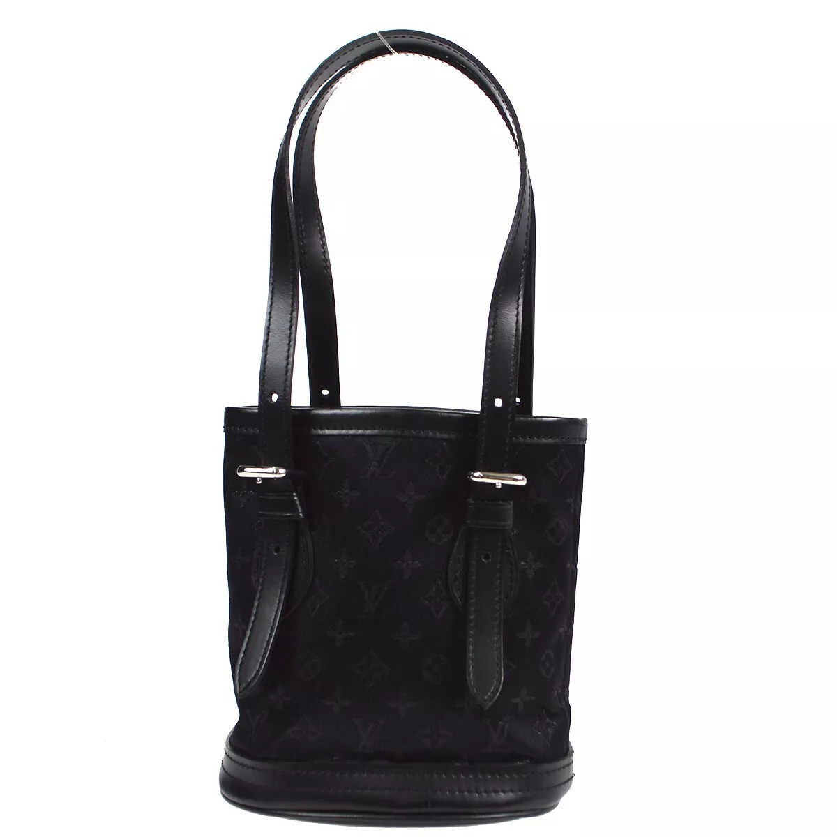 Louis Vuitton Little Bucket Handbag Black Monogram Satin SR0061 M92144 171068