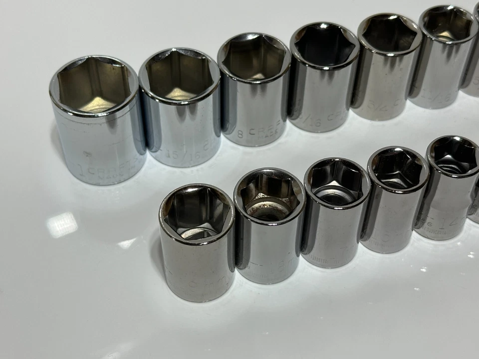 Craftsman USA G (NOS) 20 piezas SAE y juego de enchufes métricos poco profundos - unidad de 1/2", 6 puntos Foto 2 de 4