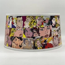 Roy Lichtenstein Pop Art Comic Strip Collage Lampshade 10"Hx17 Diameter