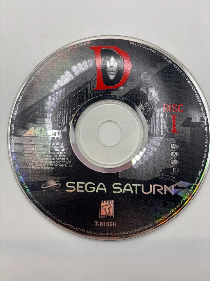 D (Sega Saturn, 1996) 2 Disc Horror Game Discs Only (DISC 1 & 2 ONLY) - Image 2 of 4