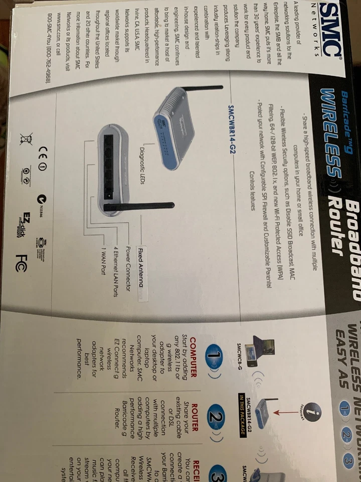 SMC Wireless 54mbps Broadband Router 802.11g Secure Wireless Connection NEW - Image 2 of 3