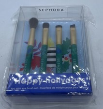 New Sephora Happy Hollydays 4Pc Mini Eye Brush Set Crease Shadow Smudge Liner