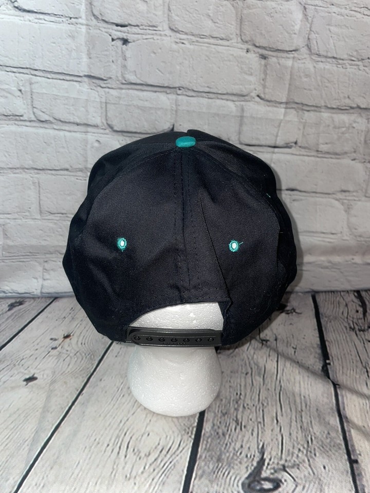 VTG Panama City Beach Snapback Cap Hat Vintage Teal Black Missing 80s