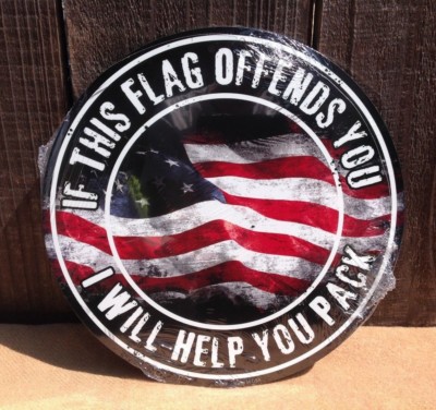 If American Flag Offends Help Pack Metal Sign Vintage Garage Bar Wall Patriotic