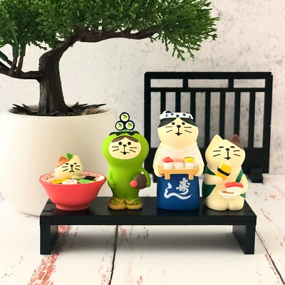 #ad 4pc Sushi Cat Set Concombre DECOLE Hand painted Home Decor Gift for Cat lovers $31.92