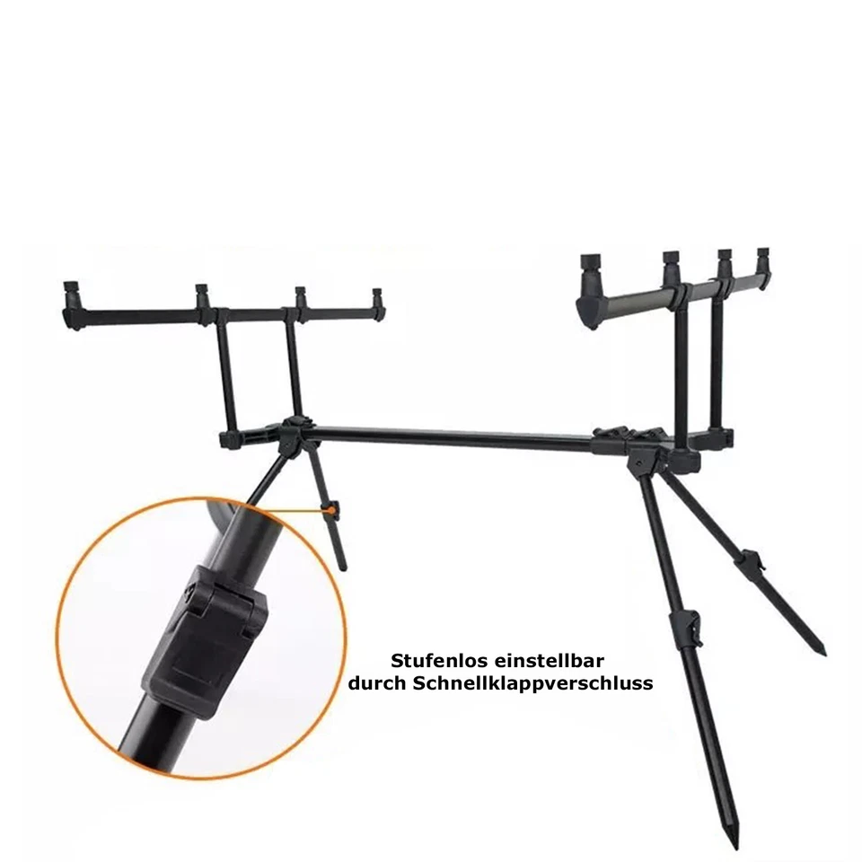 Aluminium Karpfen Rod Pod Buzzerbar Angeln Ruten Auflage Verstellbar mit Tasche - Bild 3 von 4