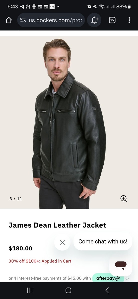 Dockers James Dean Leather Jacket (NEW) L $180 MSRP | eBay