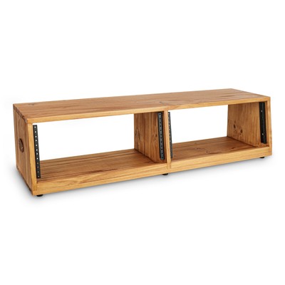 2 x 4U Slanted Desktop Studio Rack in Pine (8U rack)