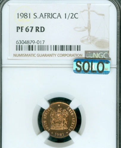1981 SOUTH AFRICA  1/2 CENT NGC PF67 RD MAC SOLO FINEST GRADE RARE  *