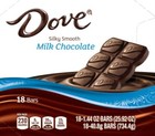 DOVE Milk Chocolate Singles Size Candy Bar Box of 18 Bars of 1.44-Ounce