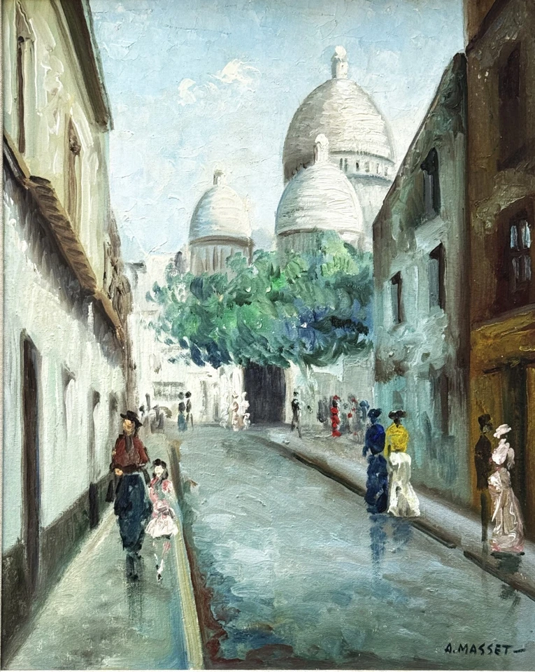 Andre Masset (Francés, 20C), De Colección Original Texturizado O/C "Montmartre, París" Enmarcado Foto 2 de 4