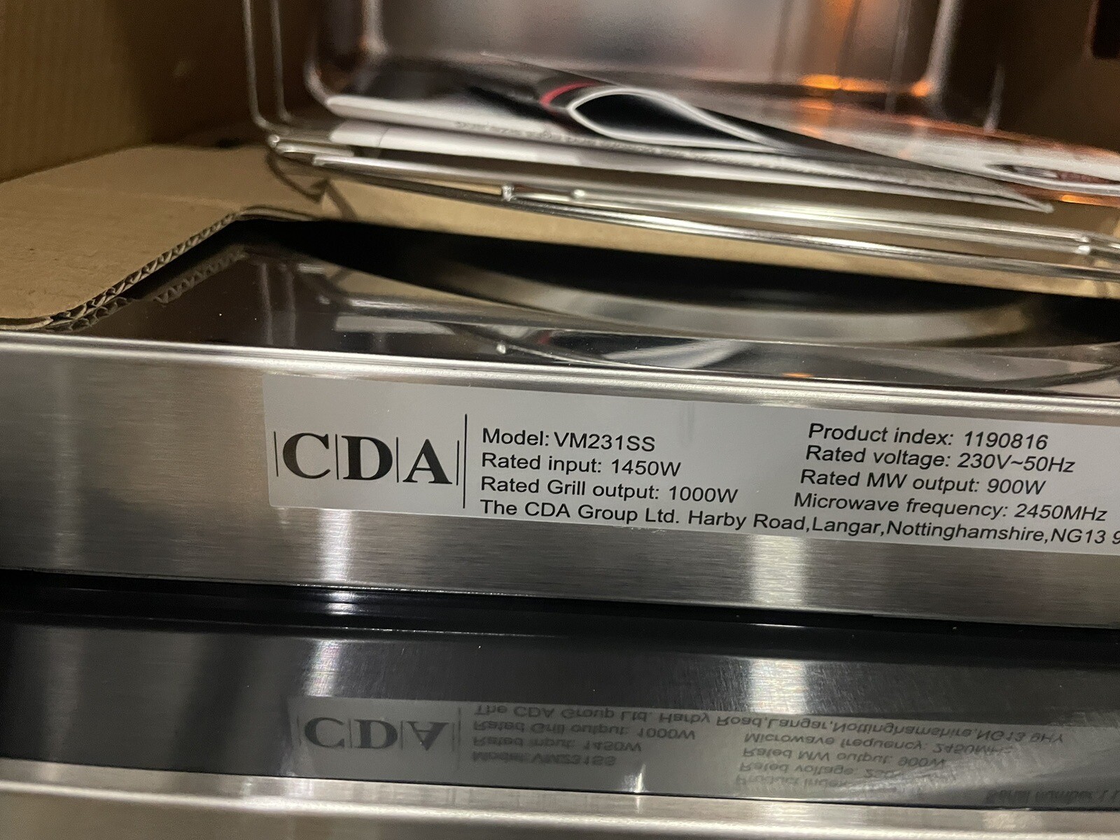 CDA VM231SS Stainless Steel 900W Integrated Combination Microwave Oven