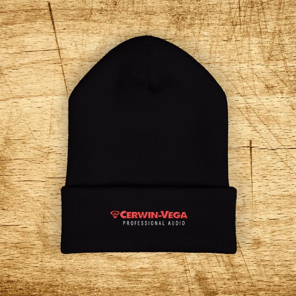 Cerwin Vega Professional Audio Embroidered Classic Winter Black Beanie Hat