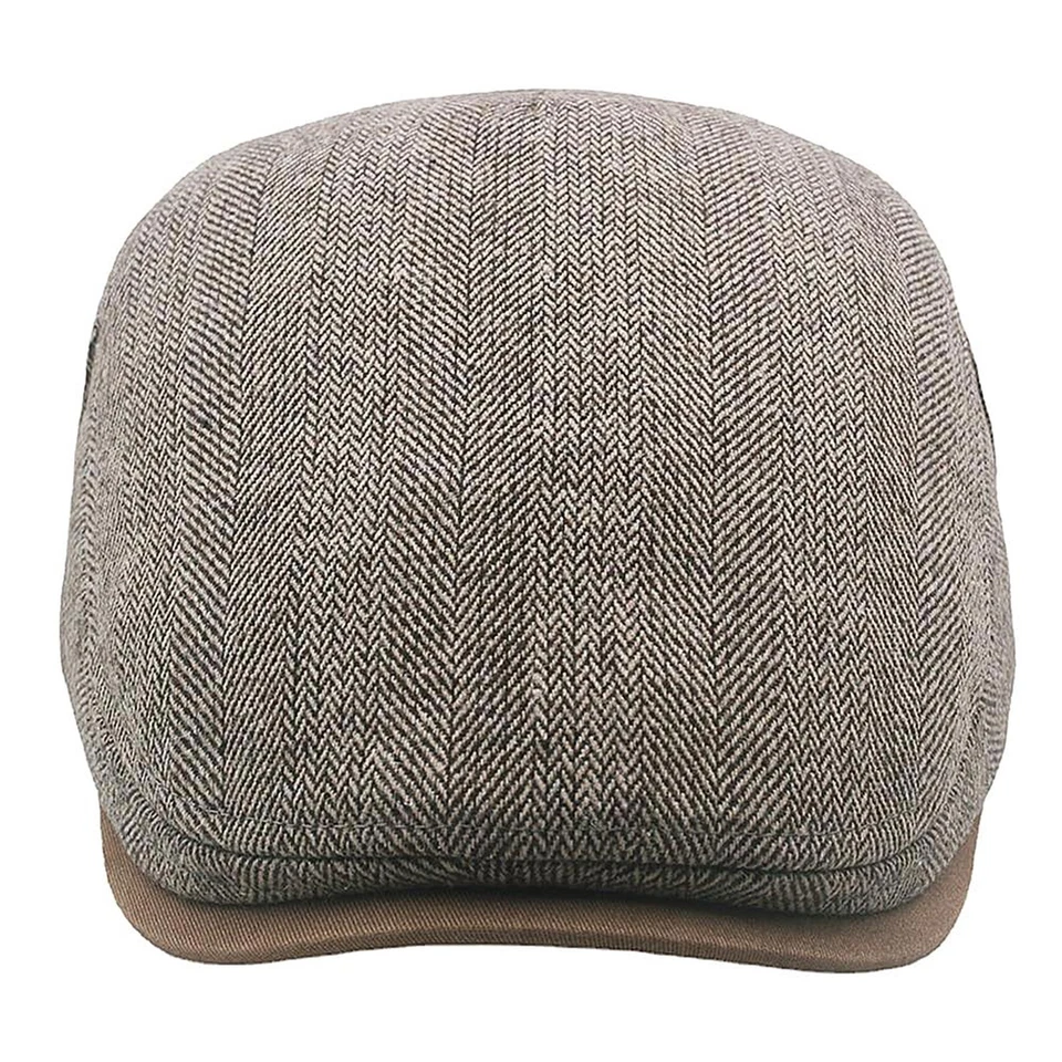 Boné masculino Herringbone tweed Newsboy chapéu plano hera Gatsby ajustável boné cabbie... - Imagem 3 de 4