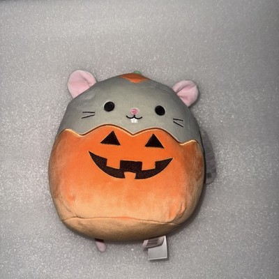 Squishmallows Official 8 inch Milto the Grey Mouse in Jack-O'-Lantern