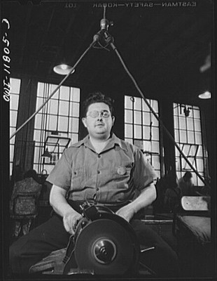 Lititz Pennsylvania Bertram Shaw Blind 1900s Worker at Grinding Machine