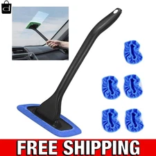 All-in-One Windshield Cleaning Wand & 5 Microfiber Pads – Lightweight & Portable