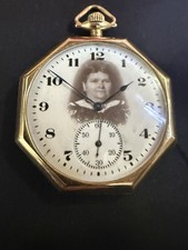 Antique 1921 Elgin 14K Solid Gold Pocket Watch 12s 15J Octagon Photo Dial Runs