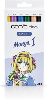 COPIC Ciao Marker 5+1 Set ''Manga 1'', 5 Allround-Layoutmarker mit einer