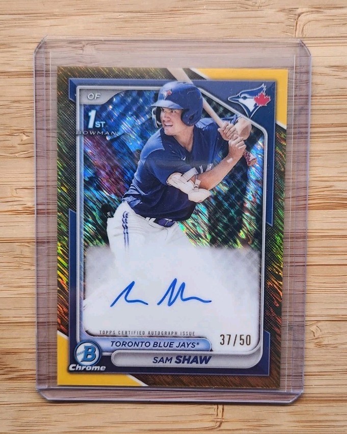 SAM SHAW 2024 Bowman Chrome Gold Shimmer Refractor Auto #/50 1st