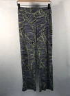 Tori Richard Women's Navy Lime Banana Leaf Jersey Tropical Wide Leg Pants Sz XXS