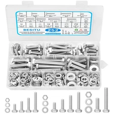 Besitu 252Pcs Hex Bolts and Nuts Assortment Kit  Assorted Bolts Nuts