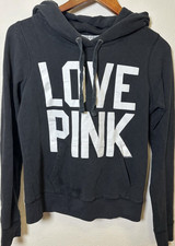 PINK Victoria's Secret Pullover Hoodie Black Love Pink 86 Graphic Women's Size S