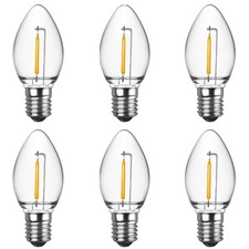 6 Pack C7 LED Night Light Bulbs E12 Warm White Shatterproof Replacement