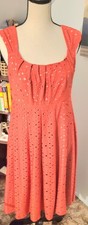 Signature Ella Womens Orange Eyelet dress size 10 Bohemian Cottagecore Feminine
