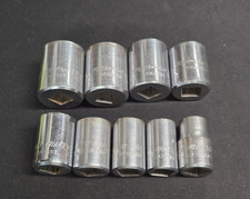 Vintage Powr Kraft 9 Pc. 1/2" Drive 12 Pt. Socket Set SAE 1/2 - 1"