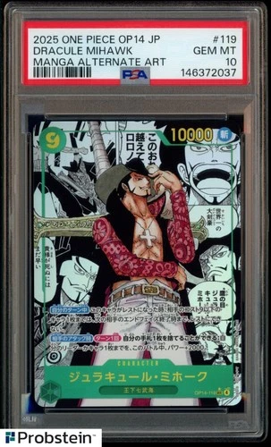 2025 One Piece OP14 Japanese #119 Dracule Mihawak Manga Alternate Art PSA 10